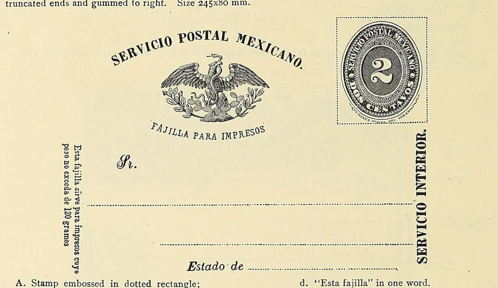 An illustration from Catalogue of the stamps, envelopes, wrappers and postal cards of Mexico : including the provisional issues of Campeche, Chiapas, Guadalajara, etc., 1895, leaf 90