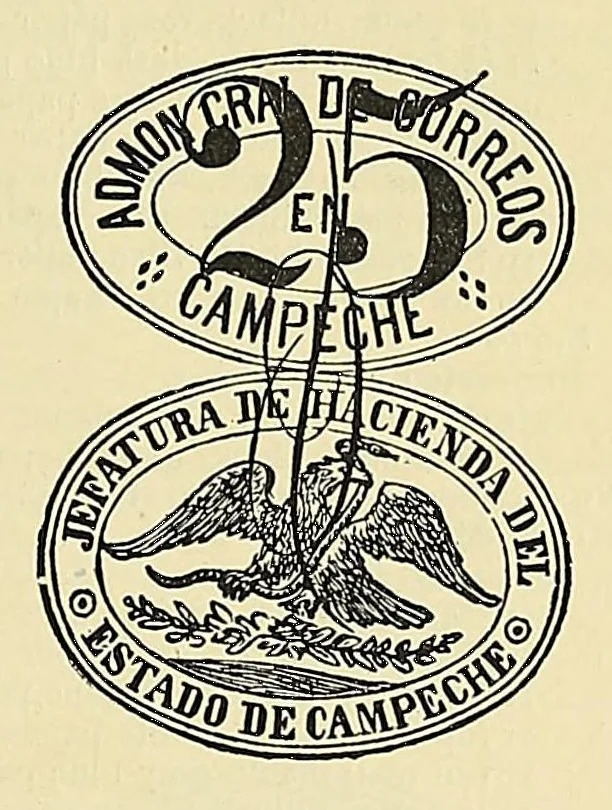 An illustration from Catalogue of the stamps, envelopes, wrappers and postal cards of Mexico : including the provisional issues of Campeche, Chiapas, Guadalajara, etc., 1895, leaf 93