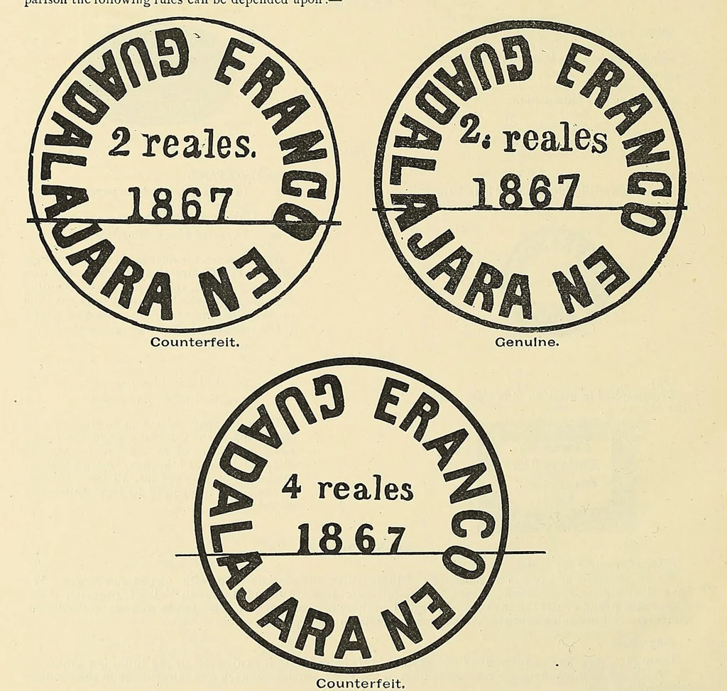 An illustration from Catalogue of the stamps, envelopes, wrappers and postal cards of Mexico : including the provisional issues of Campeche, Chiapas, Guadalajara, etc., 1895, leaf 96
