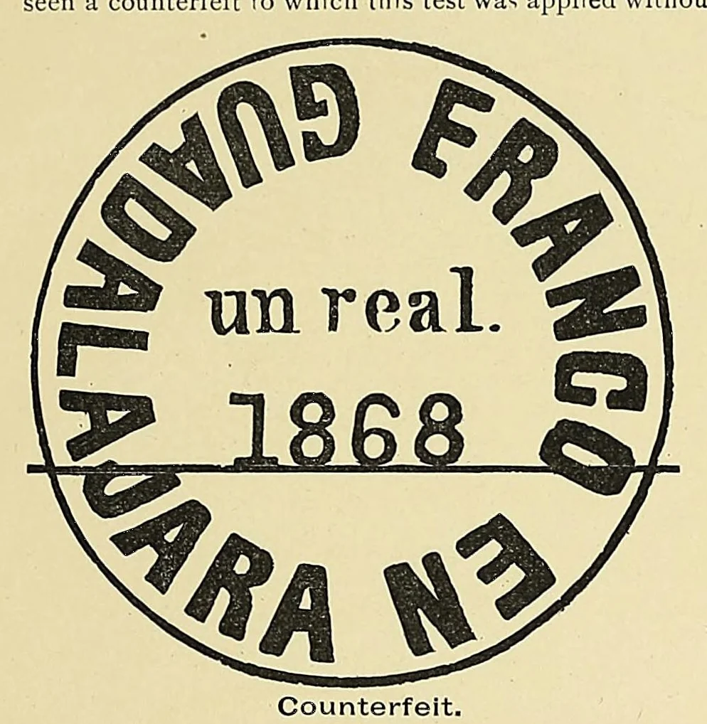 An illustration from Catalogue of the stamps, envelopes, wrappers and postal cards of Mexico : including the provisional issues of Campeche, Chiapas, Guadalajara, etc., 1895, leaf 97