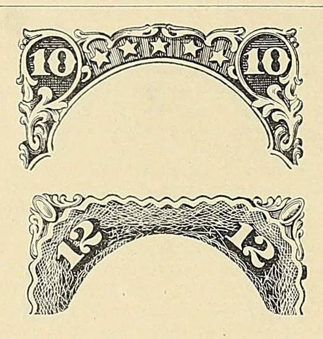 An illustration from Catalogue of the stamps, envelopes and wrappers of the United States of American and of the Confederate States of America, 1900, leaf 20