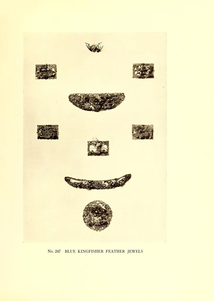 An illustration from Catalogue of Very Important Old Chinese Rugs and a Few Other Fare Works of Chinese Art Including Sculpture, Porcelains, Bronzes, Embroideries and Jewelry : From the collections of Frederick Moore of Peking, for several years a resident of China and John Kimberly Mumford of New York, author of "Oriental Rugs", 1916, leaf 57