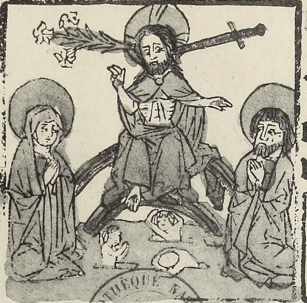 An illustration from Catalogue raisonné des premières impressions de Mayence (1445-1467) : avec une plance en phototypie, 1911, leaf 344