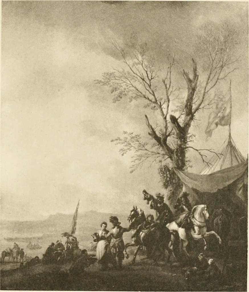 An illustration from A catalogue raisonné of the works of the most eminent Dutch, Flemish, and French painters : in which is included a short biographical notice of the artists, with a copious description of their principal pictures; a statement of the prices at which such pictures have been sold at public sales on the continent and in England; a reference to the galleries and private collections, in which a large portion are at present; and the names of the artists by whom they have been engraved; to which is added, a brief notice of the scholars & imitators of the great masters of the above schools, 1908, leaf 296