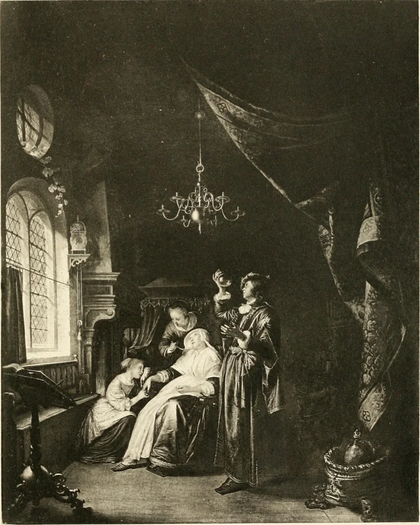 An illustration from A catalogue raisonné of the works of the most eminent Dutch, Flemish, and French painters : in which is included a short biographical notice of the artists, with a copious description of their principal pictures; a statement of the prices at which such pictures have been sold at public sales on the continent and in England; a reference to the galleries and private collections, in which a large portion are at present; and the names of the artists by whom they have been engraved; to which is added, a brief notice of the scholars & imitators of the great masters of the above schools, 1908, leaf 74