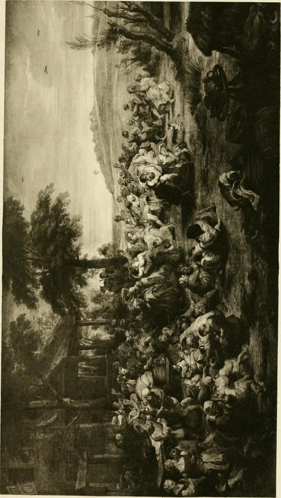 An illustration from A catalogue raisonné of the works of the most eminent Dutch, Flemish, and French painters : in which is included a short biographical notice of the artists, with a copious description of their principal pictures; a statement of the prices at which such pictures have been sold at public sales on the continent and in England; a reference to the galleries and private collections, in which a large portion are at present; and the names of the artists by whom they have been engraved; to which is added, a brief notice of the scholars & imitators of the great masters of the above schools, 1908, leaf 184
