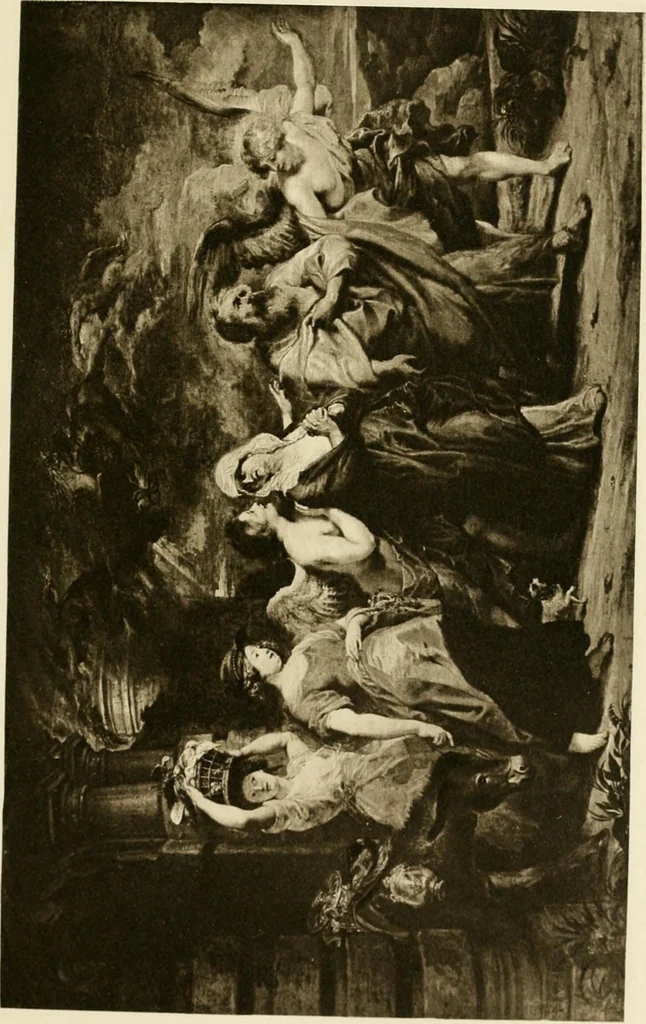 An illustration from A catalogue raisonné of the works of the most eminent Dutch, Flemish, and French painters : in which is included a short biographical notice of the artists, with a copious description of their principal pictures; a statement of the prices at which such pictures have been sold at public sales on the continent and in England; a reference to the galleries and private collections, in which a large portion are at present; and the names of the artists by whom they have been engraved; to which is added, a brief notice of the scholars & imitators of the great masters of the above schools, 1908, leaf 192