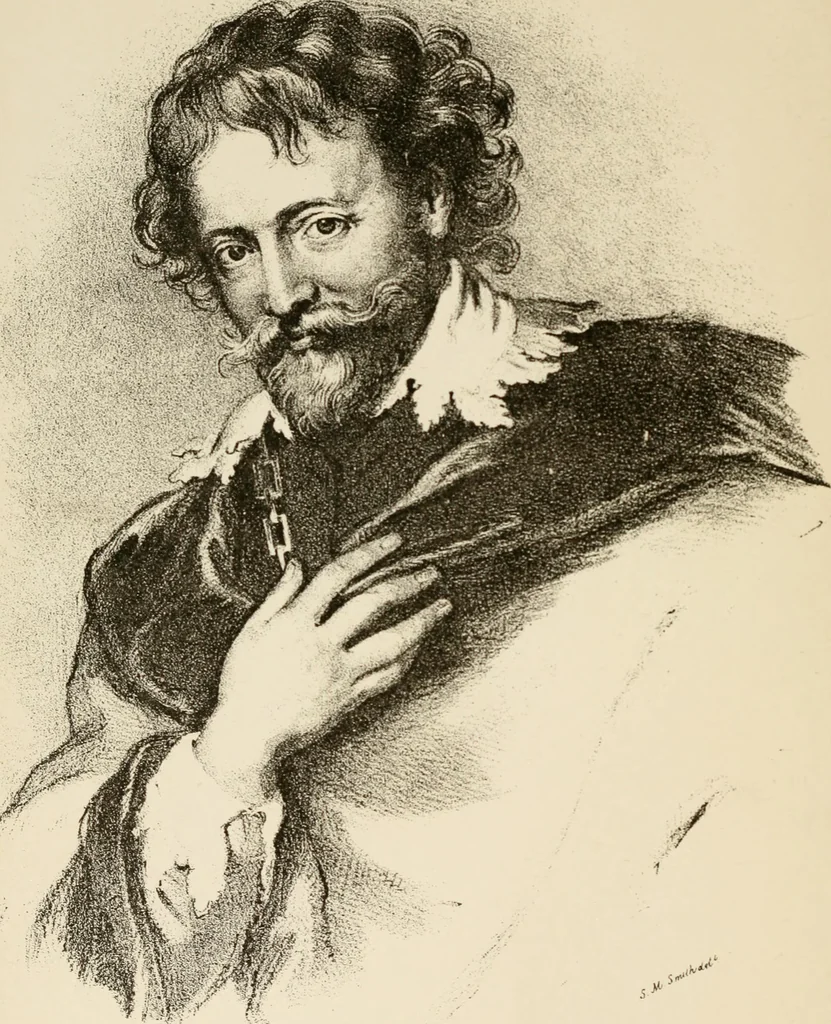 An illustration from A catalogue raisonné of the works of the most eminent Dutch, Flemish, and French painters : in which is included a short biographical notice of the artists, with a copious description of their principal pictures; a statement of the prices at which such pictures have been sold at public sales on the continent and in England; a reference to the galleries and private collections, in which a large portion are at present; and the names of the artists by whom they have been engraved; to which is added, a brief notice of the scholars & imitators of the great masters of the above schools, 1908, leaf 7