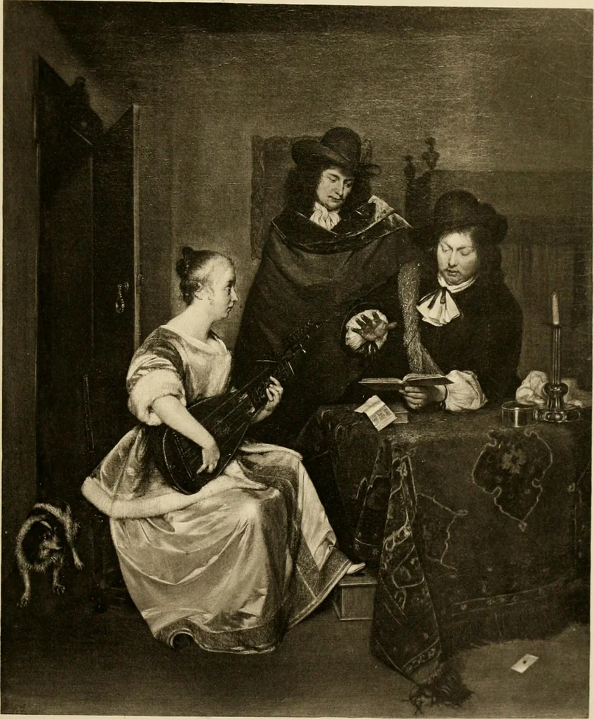An illustration from A catalogue raisonné of the works of the most eminent Dutch, Flemish, and French painters : in which is included a short biographical notice of the artists, with a copious description of their principal pictures; a statement of the prices at which such pictures have been sold at public sales on the continent and in England; a reference to the galleries and private collections, in which a large portion are at present; and the names of the artists by whom they have been engraved; to which is added, a brief notice of the scholars & imitators of the great masters of the above schools, 1908, leaf 164