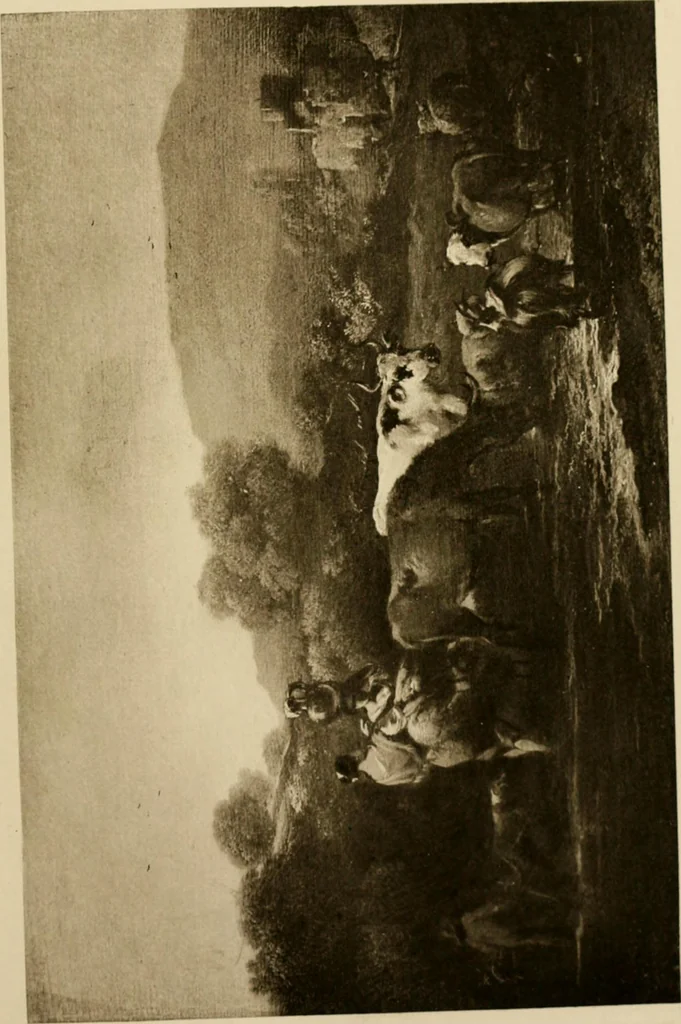 An illustration from A catalogue raisonné of the works of the most eminent Dutch, Flemish, and French painters : in which is included a short biographical notice of the artists, with a copious description of their principal pictures; a statement of the prices at which such pictures have been sold at public sales on the continent and in England; a reference to the galleries and private collections, in which a large portion are at present; and the names of the artists by whom they have been engraved; to which is added, a brief notice of the scholars & imitators of the great masters of the above schools, 1908, leaf 36