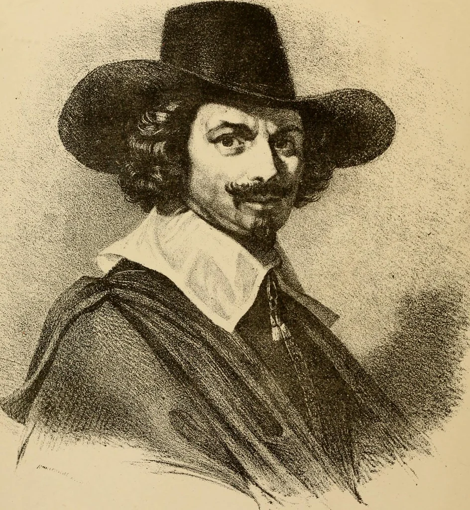 An illustration from A catalogue raisonné of the works of the most eminent Dutch, Flemish, and French painters : in which is included a short biographical notice of the artists, with a copious description of their principal pictures; a statement of the prices at which such pictures have been sold at public sales on the continent and in England; a reference to the galleries and private collections, in which a large portion are at present; and the names of the artists by whom they have been engraved; to which is added, a brief notice of the scholars & imitators of the great masters of the above schools, 1908, leaf 7
