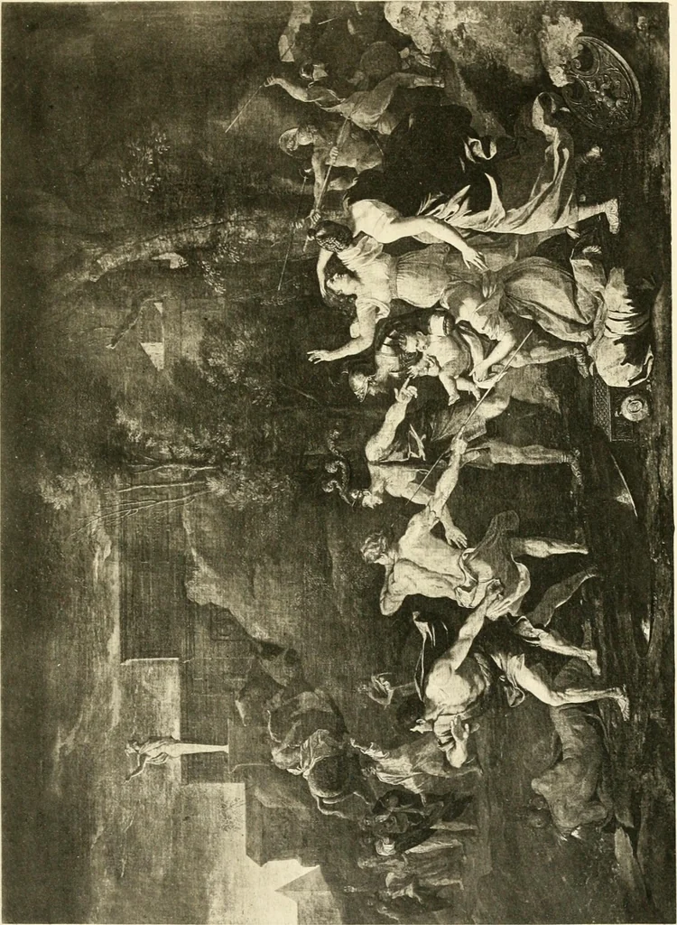 An illustration from A catalogue raisonné of the works of the most eminent Dutch, Flemish, and French painters : in which is included a short biographical notice of the artists, with a copious description of their principal pictures; a statement of the prices at which such pictures have been sold at public sales on the continent and in England; a reference to the galleries and private collections, in which a large portion are at present; and the names of the artists by whom they have been engraved; to which is added, a brief notice of the scholars & imitators of the great masters of the above schools, 1908, leaf 166