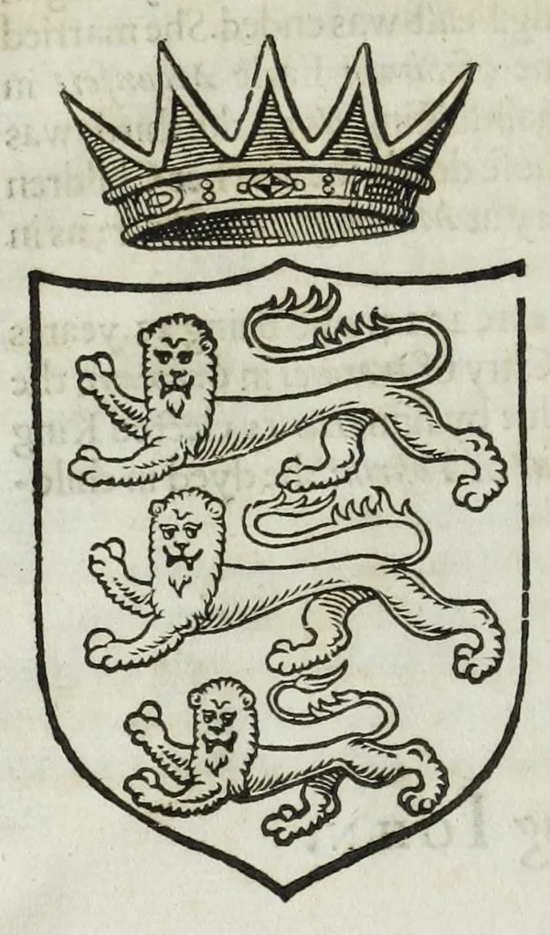 An illustration from A catalogue and succession of the kings, princes, dukes, marquesses, earles, and viscounts of this realme of England, since the Norman conquest, to this present yeare, 1619 : together, with their armes, wiues, and children : the times of their deaths and burials, with many their memorable actions, 1619, leaf 24