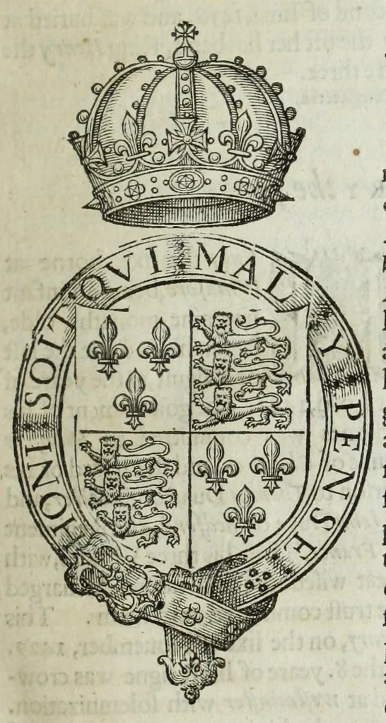 An illustration from A catalogue and succession of the kings, princes, dukes, marquesses, earles, and viscounts of this realme of England, since the Norman conquest, to this present yeare, 1619 : together, with their armes, wiues, and children : the times of their deaths and burials, with many their memorable actions, 1619, leaf 37