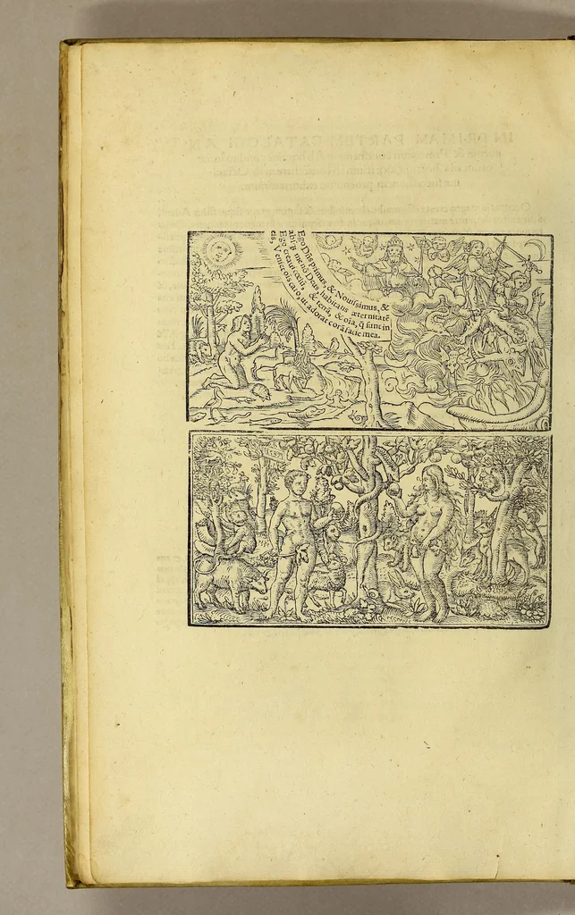An illustration from Catalogus annorum et principum siue monarcharum mundi geminus plerisque in locis obscurioribus illustratus & in caelebrioribus locupletatus at[que] à mendis, recognitione diligenti repurgatus, : cum accessione multorum aliorum quae in priori aeditione non continebantur, quemadmodum suis locis toto libro uidere licebit, ab homine condito, us[que] in praesentem, à nato Christo, millesimum quingentesimum & quinquagesimum annum deductus & continuatus,, 1550, leaf 16