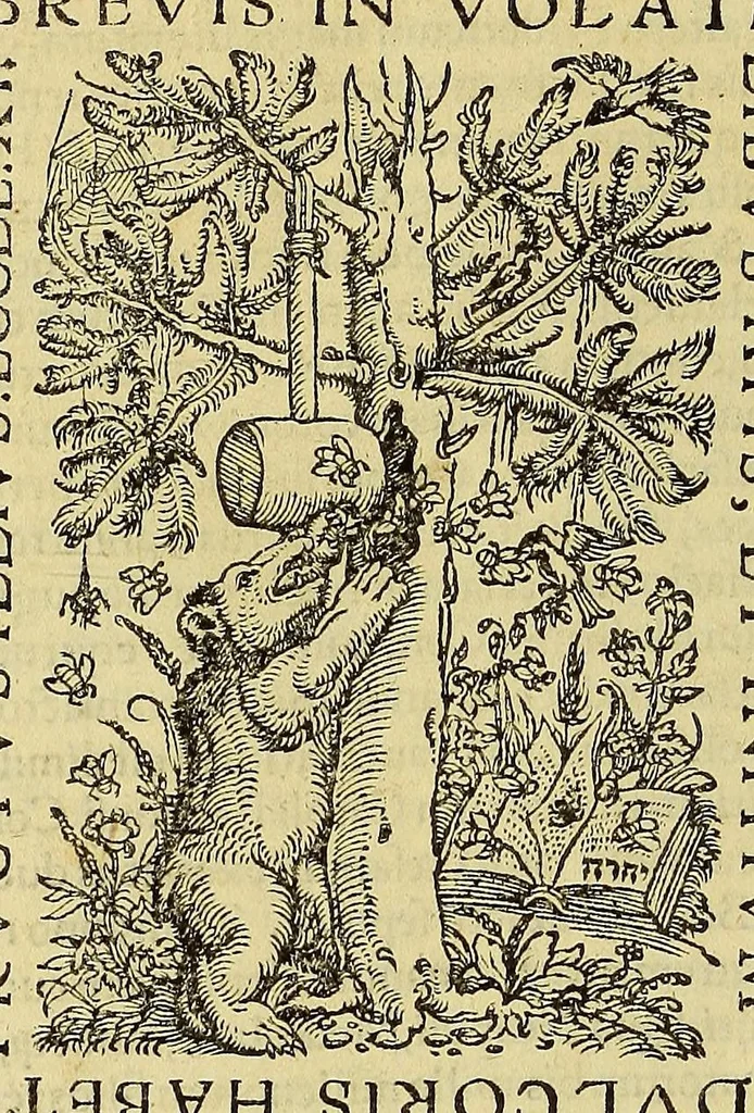 An illustration from Catalogus annorum et principum siue monarcharum mundi geminus plerisque in locis obscurioribus illustratus & in caelebrioribus locupletatus at[que] à mendis, recognitione diligenti repurgatus, : cum accessione multorum aliorum quae in priori aeditione non continebantur, quemadmodum suis locis toto libro uidere licebit, ab homine condito, us[que] in praesentem, à nato Christo, millesimum quingentesimum & quinquagesimum annum deductus & continuatus,, 1550, leaf 214