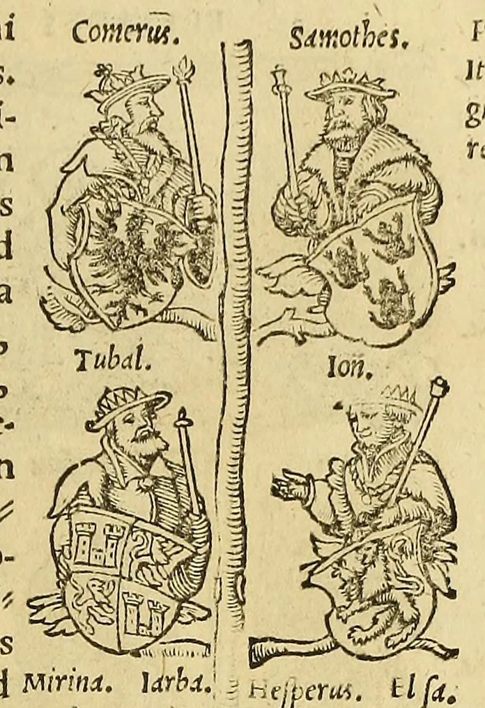 An illustration from Catalogus annorum et principum siue monarcharum mundi geminus plerisque in locis obscurioribus illustratus & in caelebrioribus locupletatus at[que] à mendis, recognitione diligenti repurgatus, : cum accessione multorum aliorum quae in priori aeditione non continebantur, quemadmodum suis locis toto libro uidere licebit, ab homine condito, us[que] in praesentem, à nato Christo, millesimum quingentesimum & quinquagesimum annum deductus & continuatus,, 1550, leaf 29