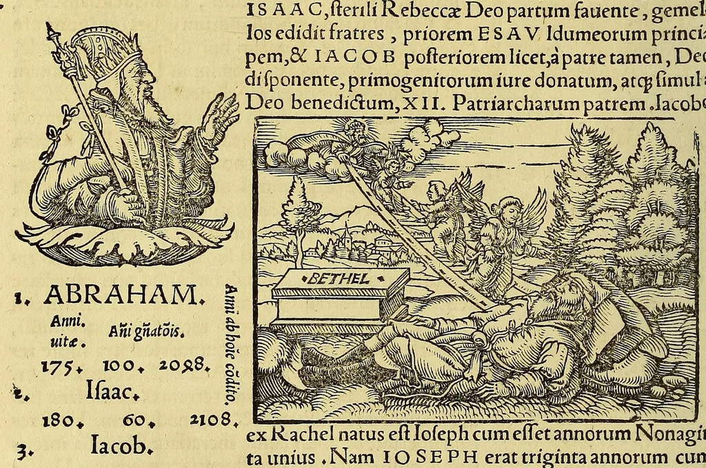 An illustration from Catalogus annorum et principum siue monarcharum mundi geminus plerisque in locis obscurioribus illustratus & in caelebrioribus locupletatus at[que] à mendis, recognitione diligenti repurgatus, : cum accessione multorum aliorum quae in priori aeditione non continebantur, quemadmodum suis locis toto libro uidere licebit, ab homine condito, us[que] in praesentem, à nato Christo, millesimum quingentesimum & quinquagesimum annum deductus & continuatus,, 1550, leaf 34