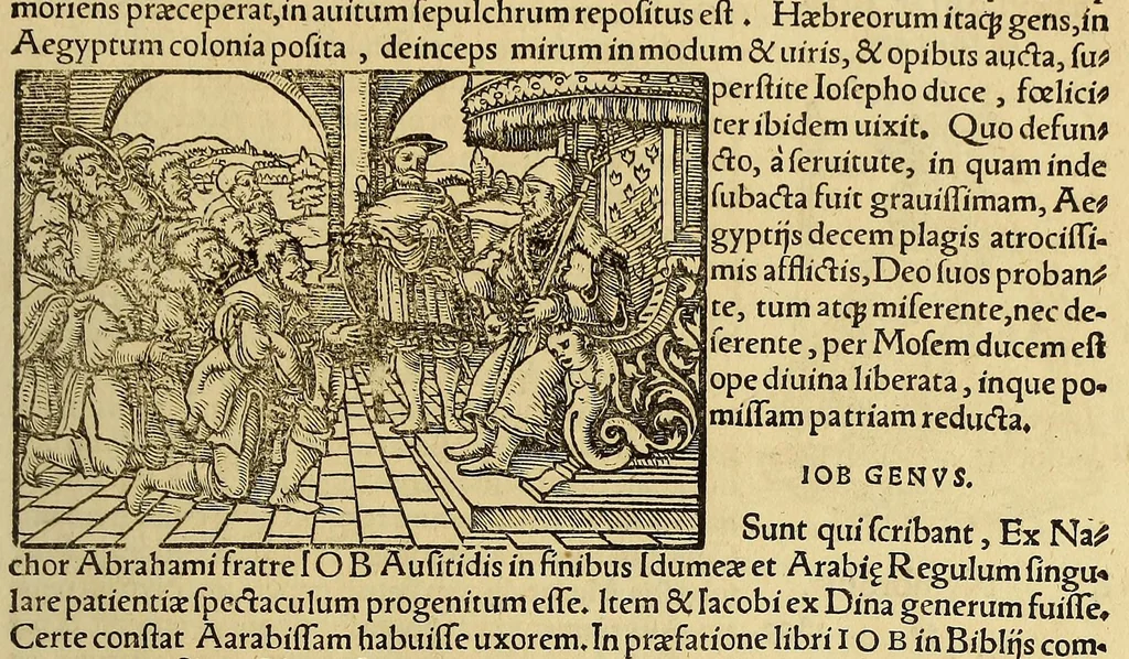 An illustration from Catalogus annorum et principum siue monarcharum mundi geminus plerisque in locis obscurioribus illustratus & in caelebrioribus locupletatus at[que] à mendis, recognitione diligenti repurgatus, : cum accessione multorum aliorum quae in priori aeditione non continebantur, quemadmodum suis locis toto libro uidere licebit, ab homine condito, us[que] in praesentem, à nato Christo, millesimum quingentesimum & quinquagesimum annum deductus & continuatus,, 1550, leaf 35
