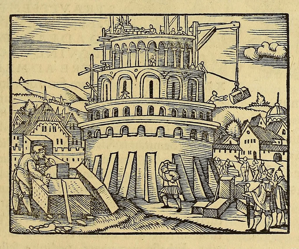 An illustration from Catalogus annorum et principum siue monarcharum mundi geminus plerisque in locis obscurioribus illustratus & in caelebrioribus locupletatus at[que] à mendis, recognitione diligenti repurgatus, : cum accessione multorum aliorum quae in priori aeditione non continebantur, quemadmodum suis locis toto libro uidere licebit, ab homine condito, us[que] in praesentem, à nato Christo, millesimum quingentesimum & quinquagesimum annum deductus & continuatus,, 1550, leaf 35