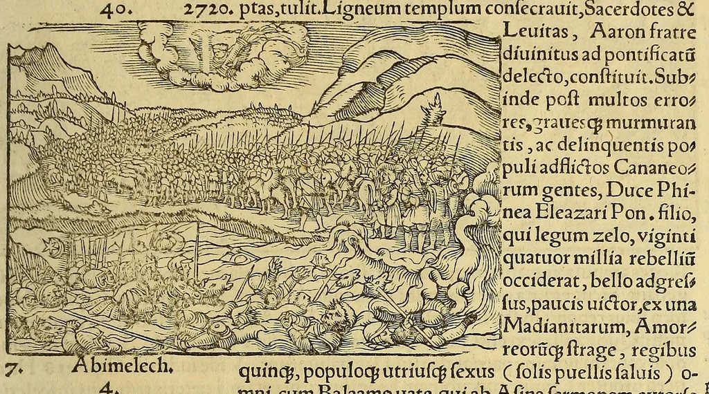 An illustration from Catalogus annorum et principum siue monarcharum mundi geminus plerisque in locis obscurioribus illustratus & in caelebrioribus locupletatus at[que] à mendis, recognitione diligenti repurgatus, : cum accessione multorum aliorum quae in priori aeditione non continebantur, quemadmodum suis locis toto libro uidere licebit, ab homine condito, us[que] in praesentem, à nato Christo, millesimum quingentesimum & quinquagesimum annum deductus & continuatus,, 1550, leaf 39