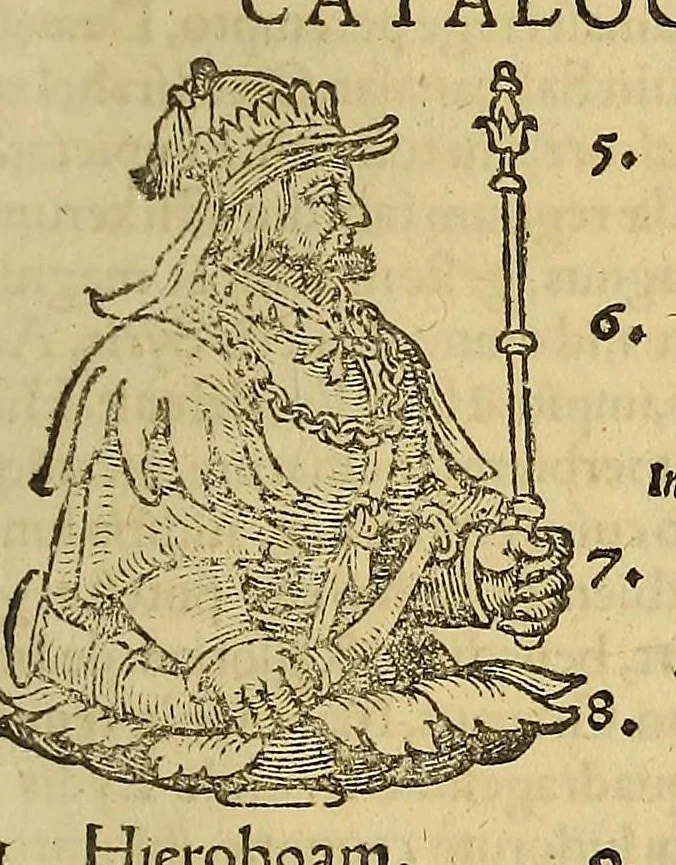 An illustration from Catalogus annorum et principum siue monarcharum mundi geminus plerisque in locis obscurioribus illustratus & in caelebrioribus locupletatus at[que] à mendis, recognitione diligenti repurgatus, : cum accessione multorum aliorum quae in priori aeditione non continebantur, quemadmodum suis locis toto libro uidere licebit, ab homine condito, us[que] in praesentem, à nato Christo, millesimum quingentesimum & quinquagesimum annum deductus & continuatus,, 1550, leaf 49