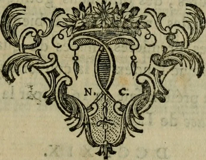 An illustration from Catalogus manuscriptorum codicum Collegii Claromontani : quem excipit catalogus mssrum. domûs professae Parisiensis, 1764, leaf 354
