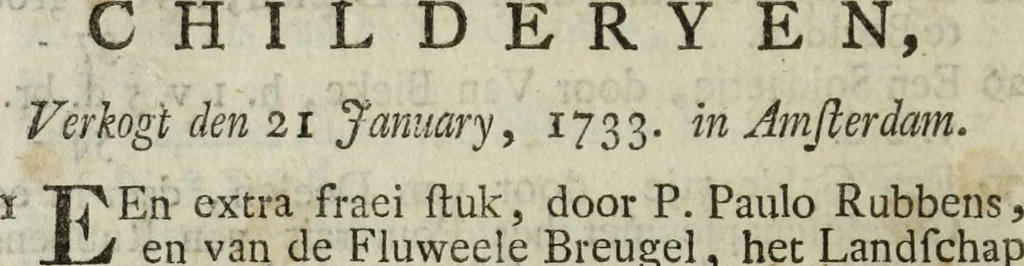 An illustration from Catalogus of naamlyst van schilderyen met derzelver pryzen, zedert een langen reeks van jaaren zoo in Holland als op andere plaatzen in het openbaar verkogt, benevens een verzameling van lysten van verscheyden nog in wezen zynde cabinetten, 1752, leaf 391