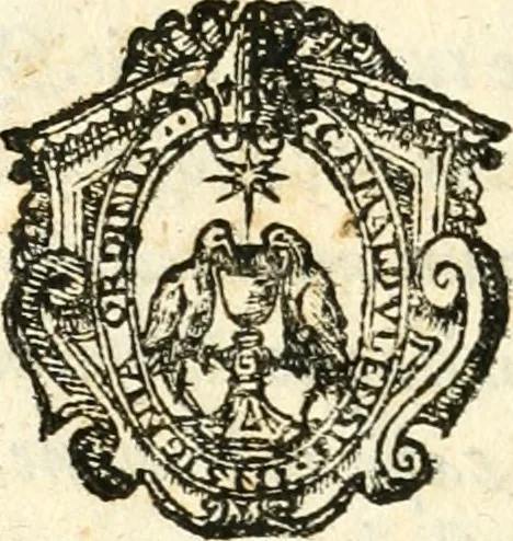 An illustration from Catalogus sanctorum et beatorum totius ordinis Camaldulensis : in quo etiam religionis initium, & viri dignitate atq[ue] virtutibus clari describuntur, 1606, leaf 43