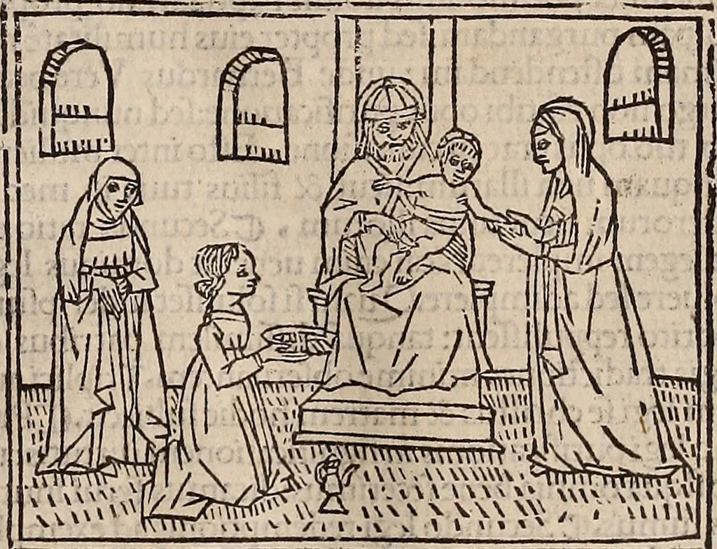 An illustration from Catalogus sanctorum [et] gestorum eoru[m] ex diuersis voluminibus collectus: editus a reuere[n]dissimo in [Christo] patre domino Petro de natalibus de venetijs dei gratia e[pisco]po Equilino, 1506, leaf 102
