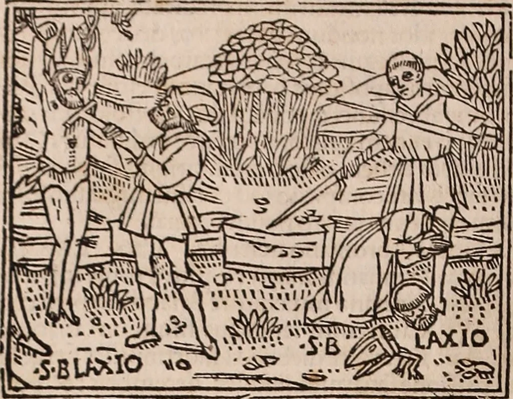 An illustration from Catalogus sanctorum [et] gestorum eoru[m] ex diuersis voluminibus collectus: editus a reuere[n]dissimo in [Christo] patre domino Petro de natalibus de venetijs dei gratia e[pisco]po Equilino, 1506, leaf 105