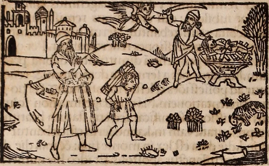 An illustration from Catalogus sanctorum [et] gestorum eoru[m] ex diuersis voluminibus collectus: editus a reuere[n]dissimo in [Christo] patre domino Petro de natalibus de venetijs dei gratia e[pisco]po Equilino, 1506, leaf 109