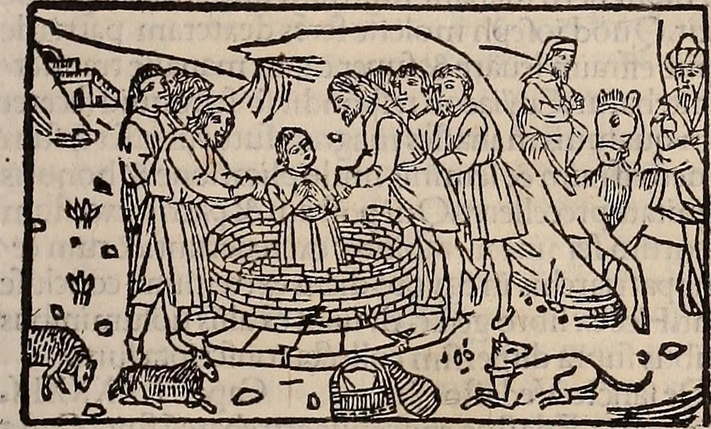 An illustration from Catalogus sanctorum [et] gestorum eoru[m] ex diuersis voluminibus collectus: editus a reuere[n]dissimo in [Christo] patre domino Petro de natalibus de venetijs dei gratia e[pisco]po Equilino, 1506, leaf 114