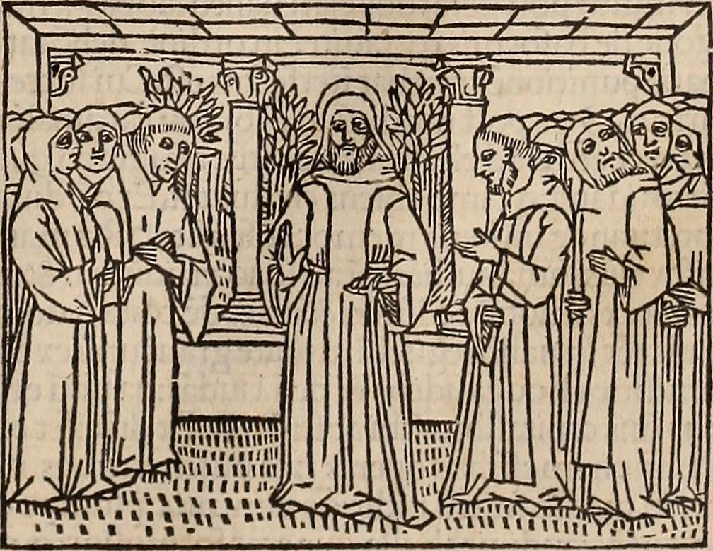 An illustration from Catalogus sanctorum [et] gestorum eoru[m] ex diuersis voluminibus collectus: editus a reuere[n]dissimo in [Christo] patre domino Petro de natalibus de venetijs dei gratia e[pisco]po Equilino, 1506, leaf 140