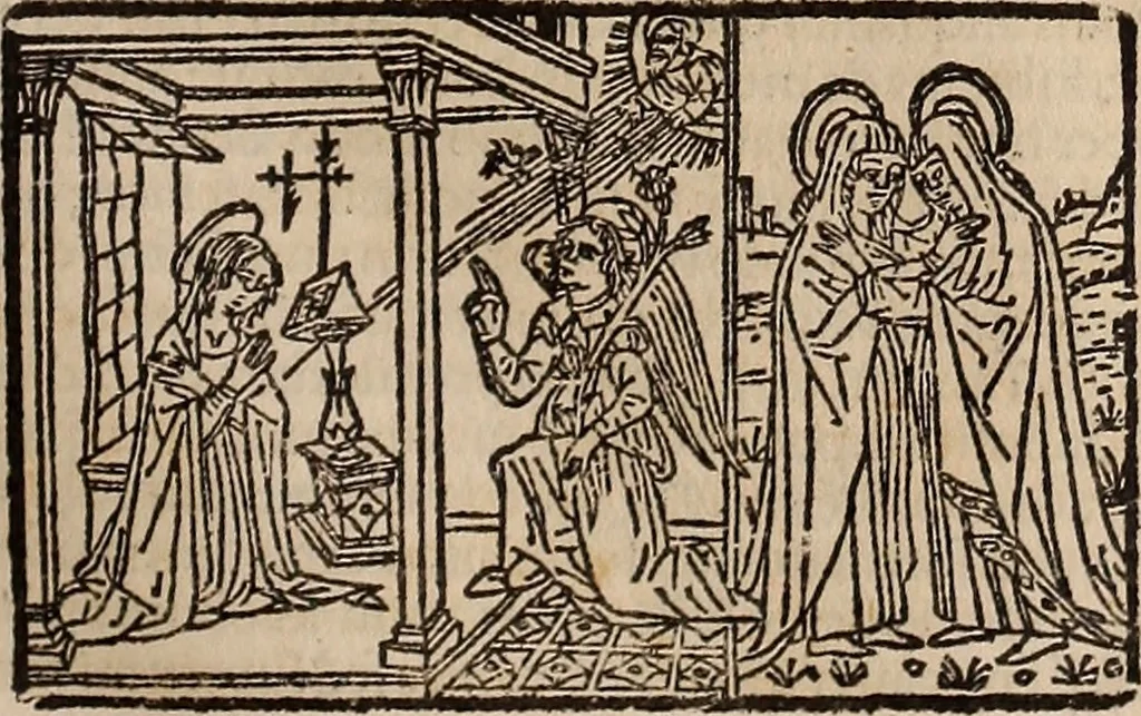 An illustration from Catalogus sanctorum [et] gestorum eoru[m] ex diuersis voluminibus collectus: editus a reuere[n]dissimo in [Christo] patre domino Petro de natalibus de venetijs dei gratia e[pisco]po Equilino, 1506, leaf 148