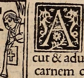 An illustration from Catalogus sanctorum [et] gestorum eoru[m] ex diuersis voluminibus collectus: editus a reuere[n]dissimo in [Christo] patre domino Petro de natalibus de venetijs dei gratia e[pisco]po Equilino, 1506, leaf 15