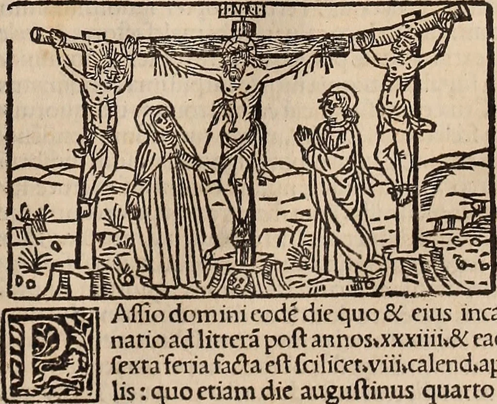 An illustration from Catalogus sanctorum [et] gestorum eoru[m] ex diuersis voluminibus collectus: editus a reuere[n]dissimo in [Christo] patre domino Petro de natalibus de venetijs dei gratia e[pisco]po Equilino, 1506, leaf 150