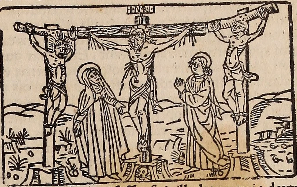 An illustration from Catalogus sanctorum [et] gestorum eoru[m] ex diuersis voluminibus collectus: editus a reuere[n]dissimo in [Christo] patre domino Petro de natalibus de venetijs dei gratia e[pisco]po Equilino, 1506, leaf 152