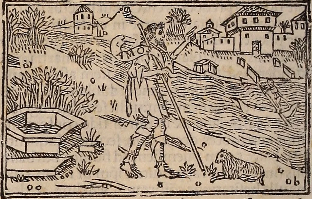 An illustration from Catalogus sanctorum [et] gestorum eoru[m] ex diuersis voluminibus collectus: editus a reuere[n]dissimo in [Christo] patre domino Petro de natalibus de venetijs dei gratia e[pisco]po Equilino, 1506, leaf 159