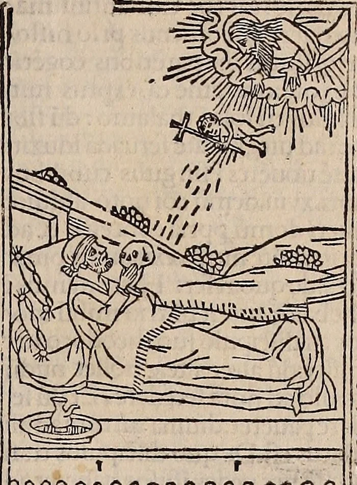 An illustration from Catalogus sanctorum [et] gestorum eoru[m] ex diuersis voluminibus collectus: editus a reuere[n]dissimo in [Christo] patre domino Petro de natalibus de venetijs dei gratia e[pisco]po Equilino, 1506, leaf 16