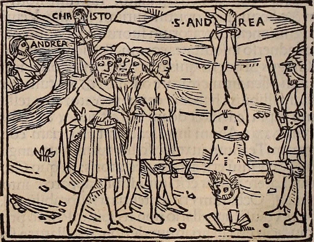 An illustration from Catalogus sanctorum [et] gestorum eoru[m] ex diuersis voluminibus collectus: editus a reuere[n]dissimo in [Christo] patre domino Petro de natalibus de venetijs dei gratia e[pisco]po Equilino, 1506, leaf 17