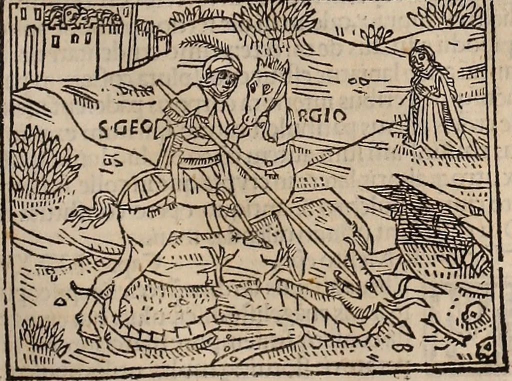 An illustration from Catalogus sanctorum [et] gestorum eoru[m] ex diuersis voluminibus collectus: editus a reuere[n]dissimo in [Christo] patre domino Petro de natalibus de venetijs dei gratia e[pisco]po Equilino, 1506, leaf 172