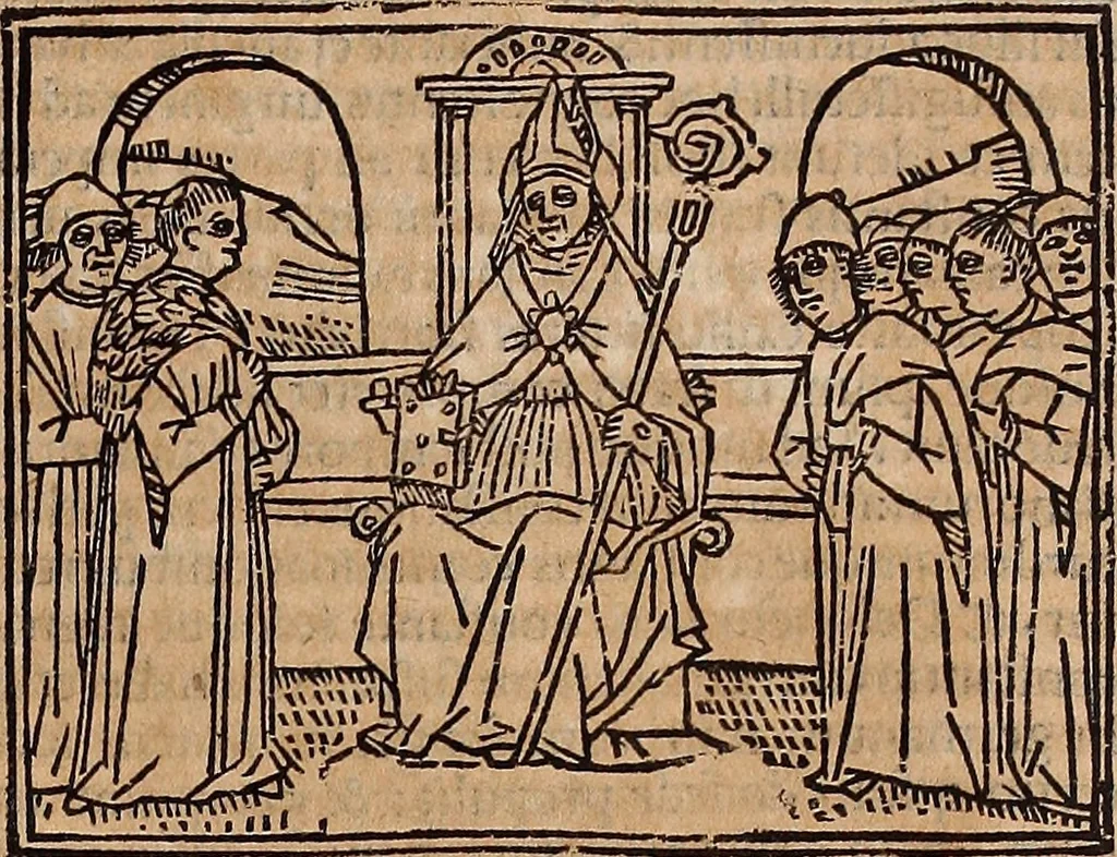 An illustration from Catalogus sanctorum [et] gestorum eoru[m] ex diuersis voluminibus collectus: editus a reuere[n]dissimo in [Christo] patre domino Petro de natalibus de venetijs dei gratia e[pisco]po Equilino, 1506, leaf 184
