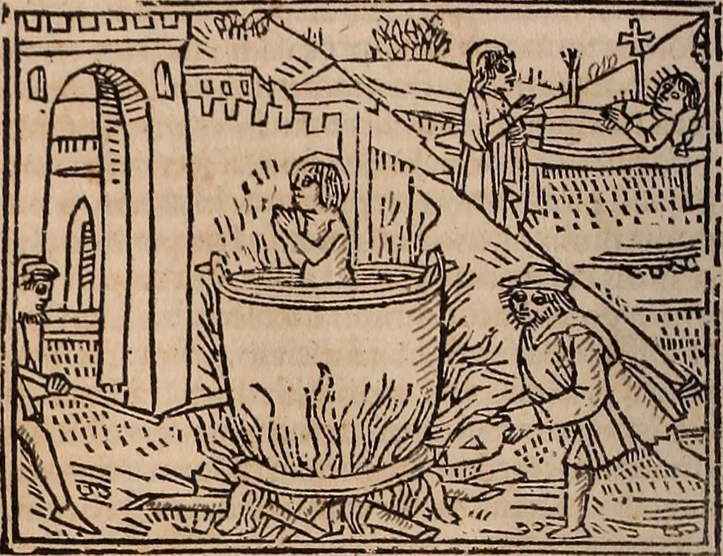 An illustration from Catalogus sanctorum [et] gestorum eoru[m] ex diuersis voluminibus collectus: editus a reuere[n]dissimo in [Christo] patre domino Petro de natalibus de venetijs dei gratia e[pisco]po Equilino, 1506, leaf 191