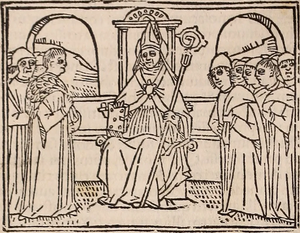 An illustration from Catalogus sanctorum [et] gestorum eoru[m] ex diuersis voluminibus collectus: editus a reuere[n]dissimo in [Christo] patre domino Petro de natalibus de venetijs dei gratia e[pisco]po Equilino, 1506, leaf 209