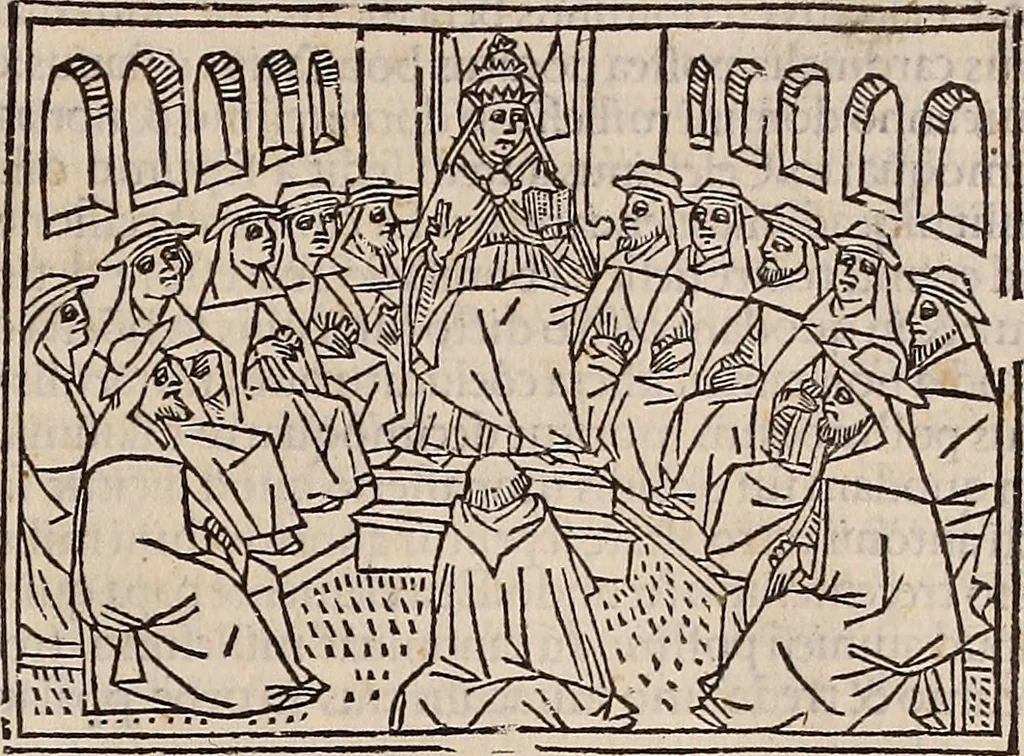 An illustration from Catalogus sanctorum [et] gestorum eoru[m] ex diuersis voluminibus collectus: editus a reuere[n]dissimo in [Christo] patre domino Petro de natalibus de venetijs dei gratia e[pisco]po Equilino, 1506, leaf 212