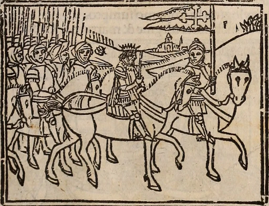 An illustration from Catalogus sanctorum [et] gestorum eoru[m] ex diuersis voluminibus collectus: editus a reuere[n]dissimo in [Christo] patre domino Petro de natalibus de venetijs dei gratia e[pisco]po Equilino, 1506, leaf 216
