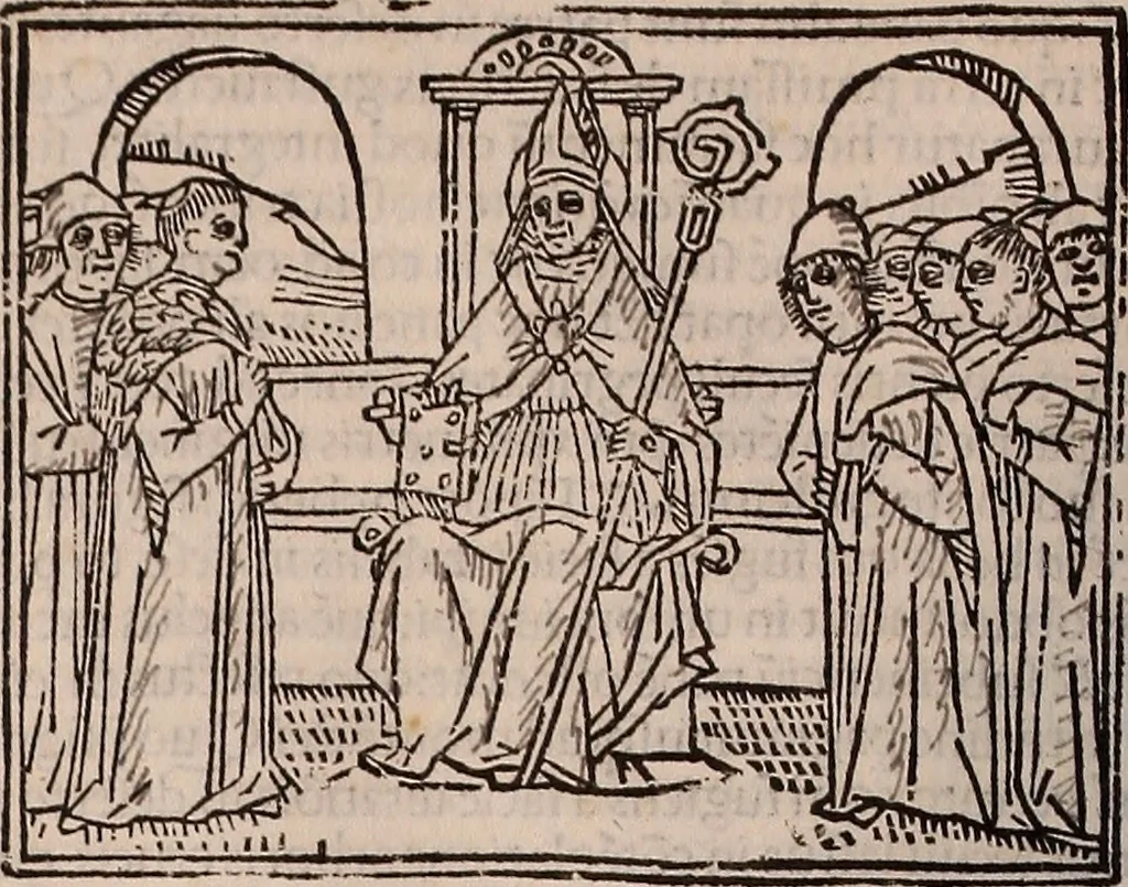 An illustration from Catalogus sanctorum [et] gestorum eoru[m] ex diuersis voluminibus collectus: editus a reuere[n]dissimo in [Christo] patre domino Petro de natalibus de venetijs dei gratia e[pisco]po Equilino, 1506, leaf 223