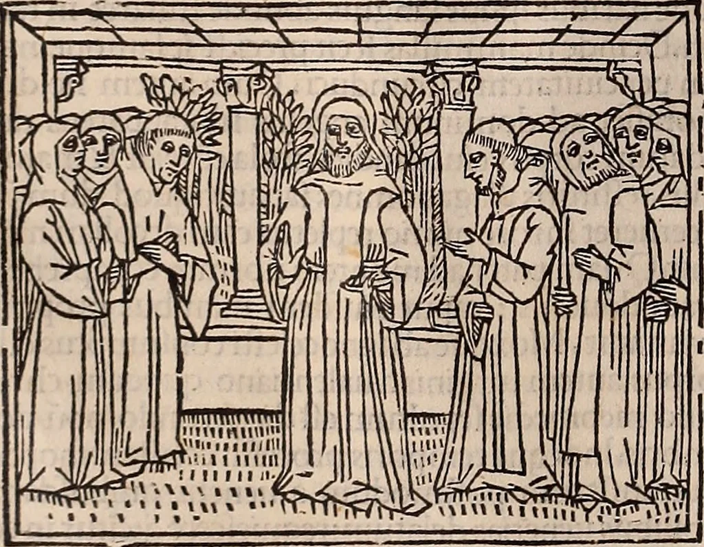 An illustration from Catalogus sanctorum [et] gestorum eoru[m] ex diuersis voluminibus collectus: editus a reuere[n]dissimo in [Christo] patre domino Petro de natalibus de venetijs dei gratia e[pisco]po Equilino, 1506, leaf 23
