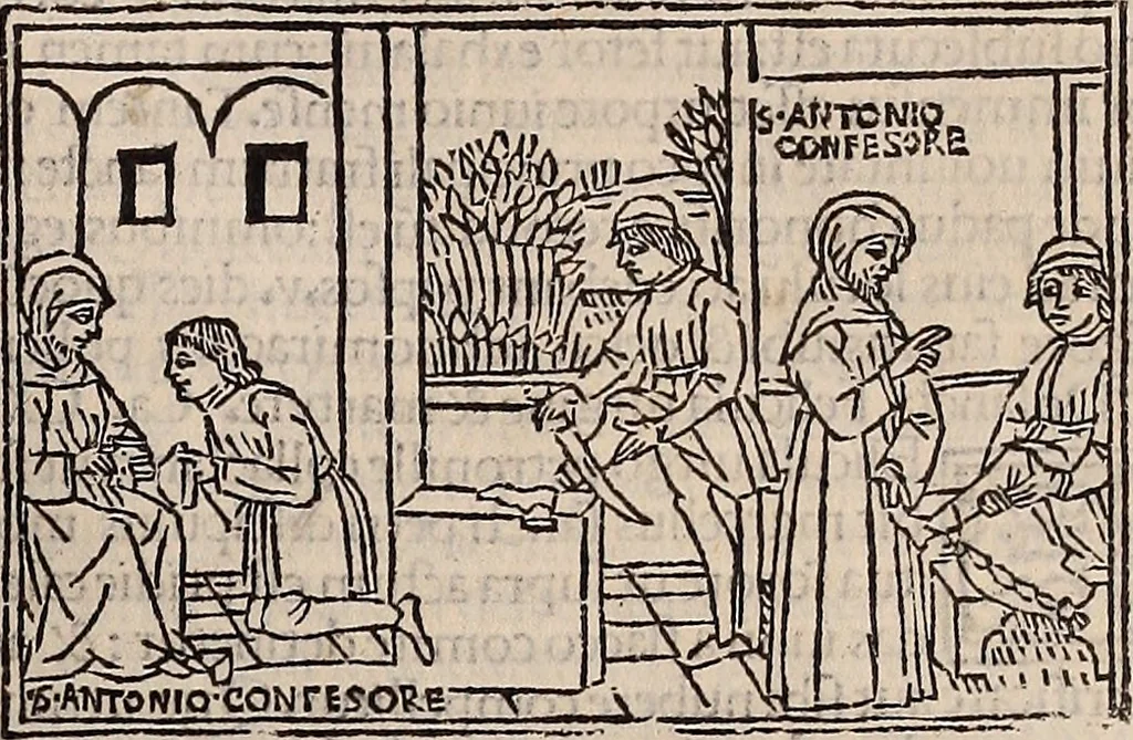 An illustration from Catalogus sanctorum [et] gestorum eoru[m] ex diuersis voluminibus collectus: editus a reuere[n]dissimo in [Christo] patre domino Petro de natalibus de venetijs dei gratia e[pisco]po Equilino, 1506, leaf 240